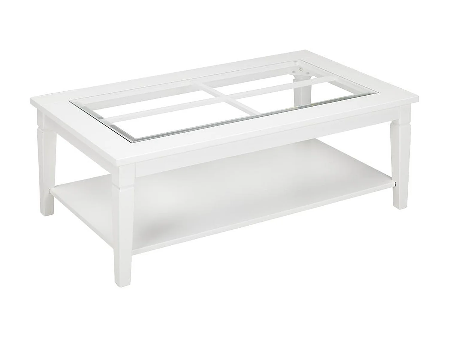 Tavolino rettangolare in Pino bianco e vetro temperato - GUERANDE