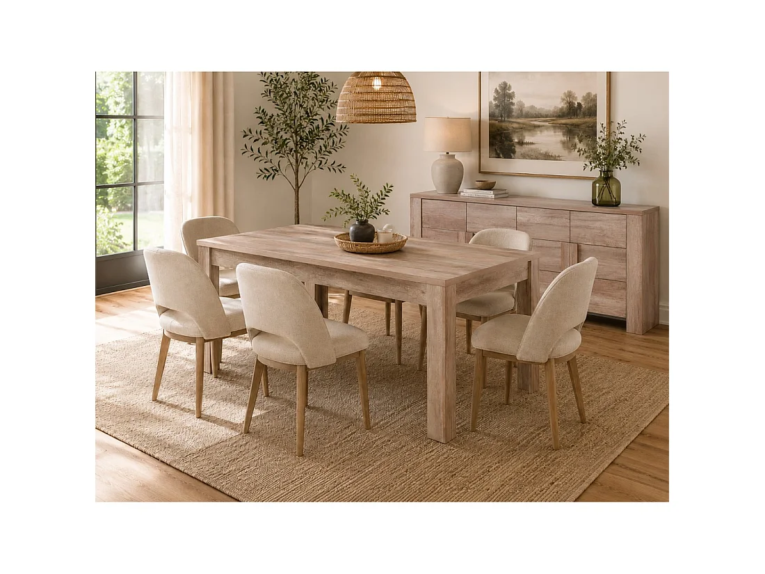 Table FARRA – Non extensible – Chêne clair – 160 x 90 x 79 cm
