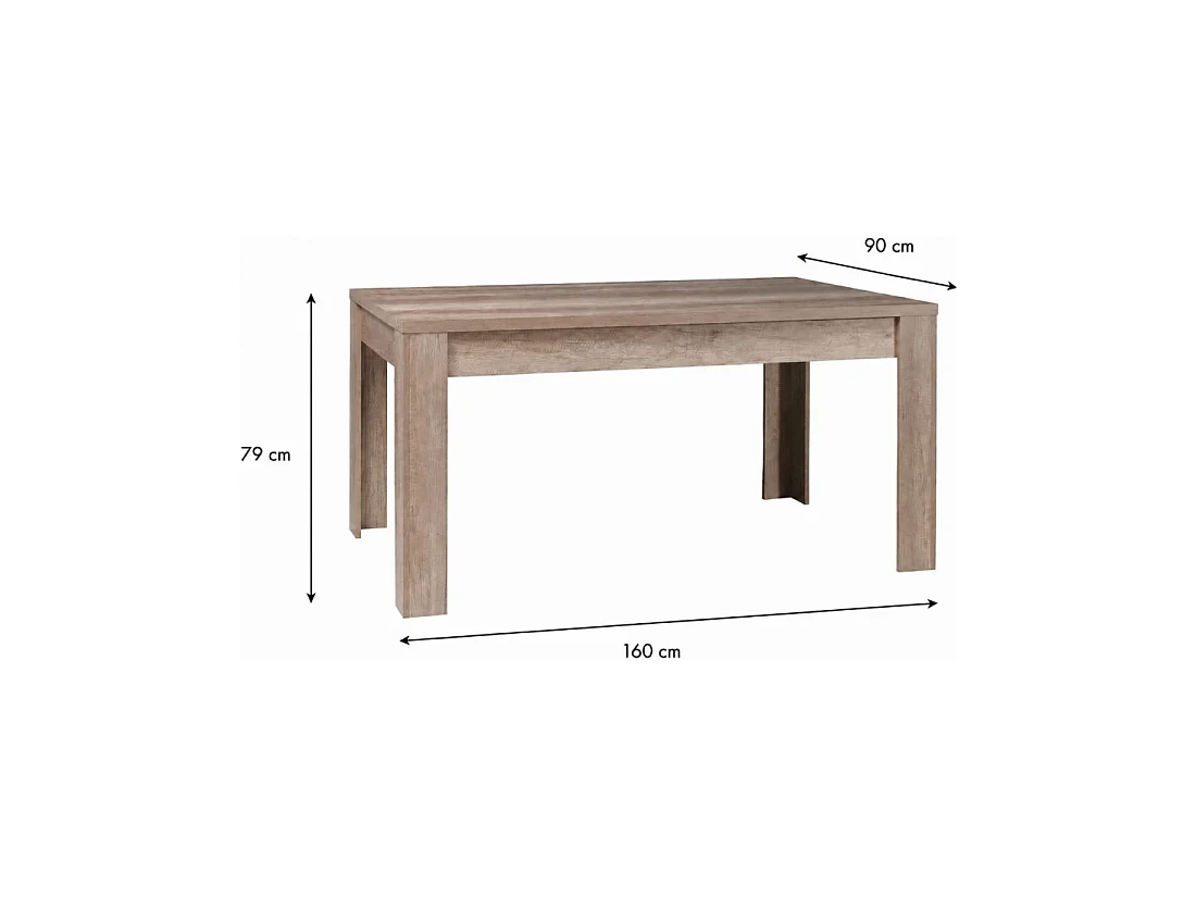 Table FARRA – Non extensible – Chêne clair – 160 x 90 x 79 cm