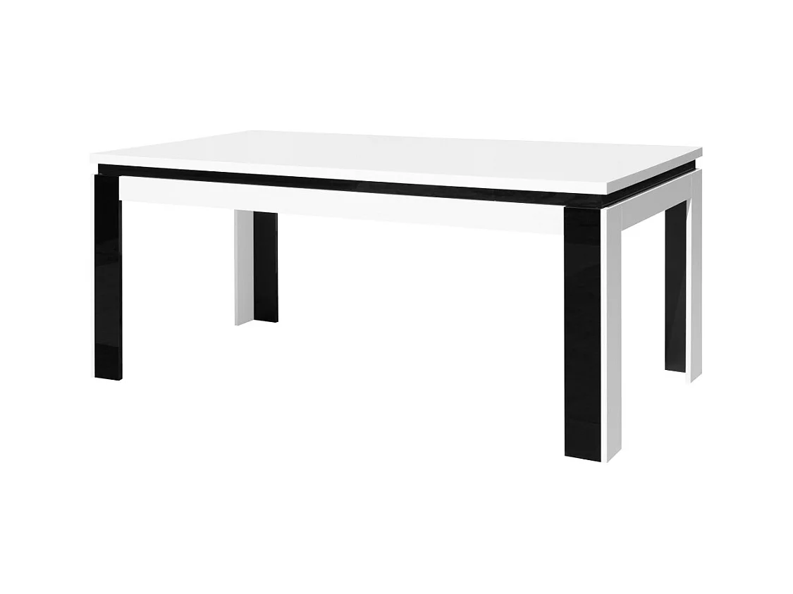 Table LINA 180 cm coloris blanc et noir brillant – 180 x 78 x 90 cm