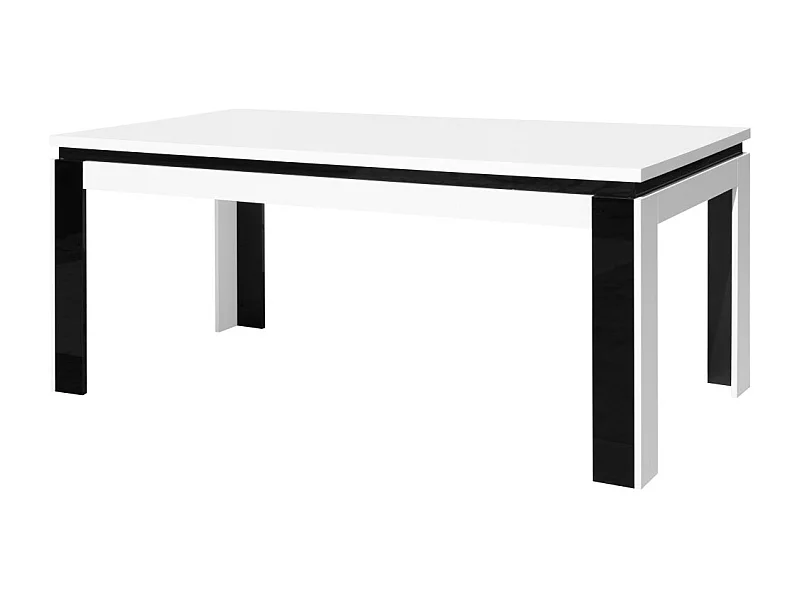 Table LINA 180 cm coloris blanc et noir brillant – 180 x 78 x 90 cm