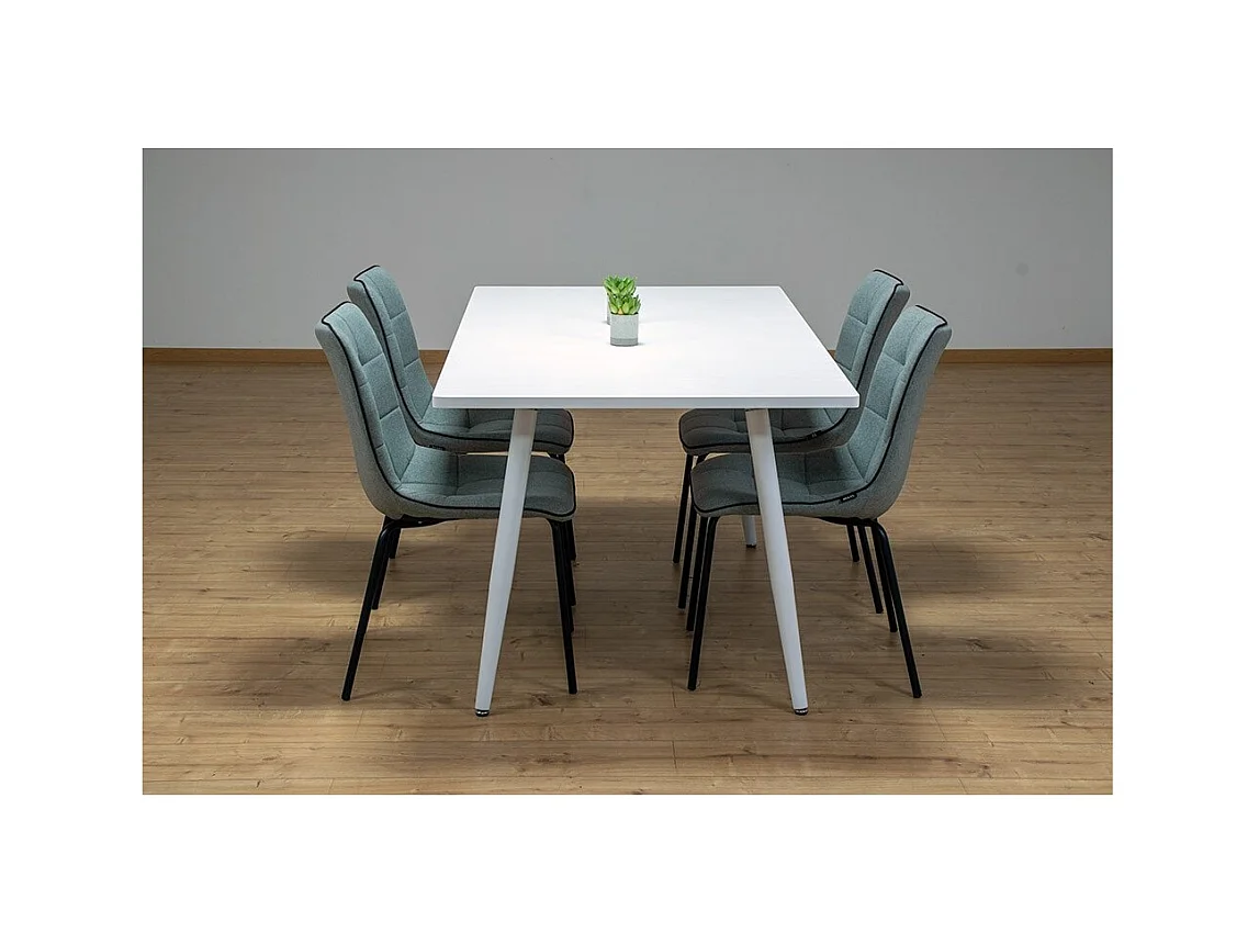 Tafel 200 x 100 Collectie RENNES met metalen poten en wit blad. Design tafel.