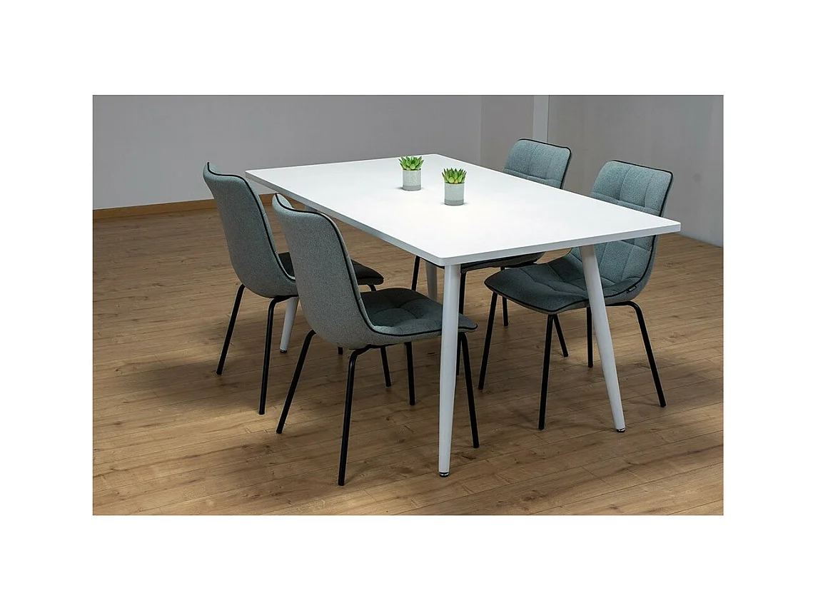 Tafel 200 x 100 Collectie RENNES met metalen poten en wit blad. Design tafel.