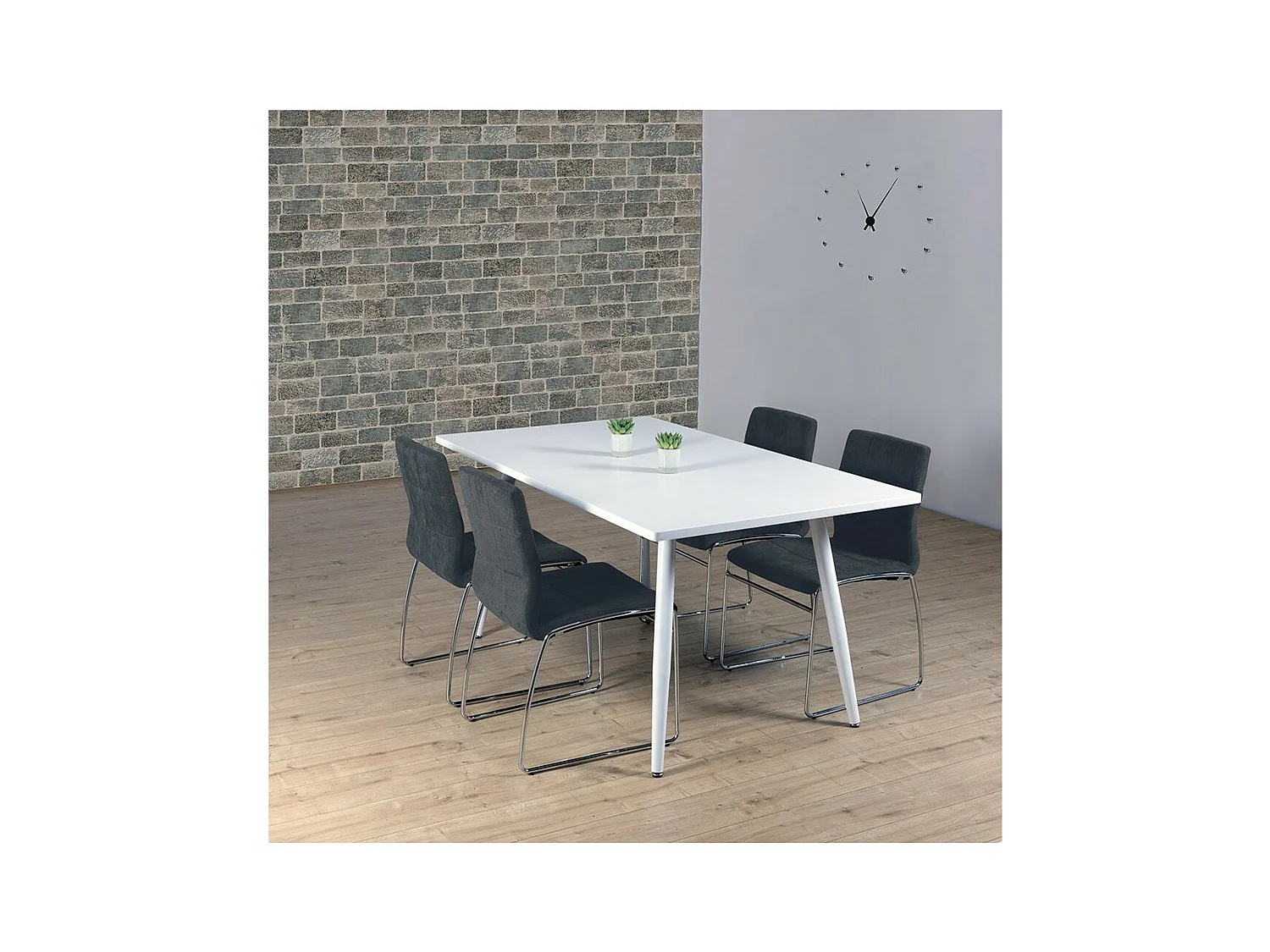 Tafel 200 x 100 Collectie RENNES met metalen poten en wit blad. Design tafel.