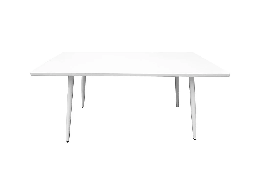 Table à manger RENNES – Rectangulaire – Plateau blanc et pieds métal – Design moderne