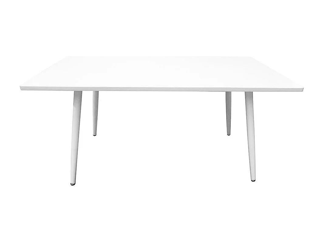 Table à manger RENNES – Rectangulaire – Plateau blanc et pieds métal – Design moderne