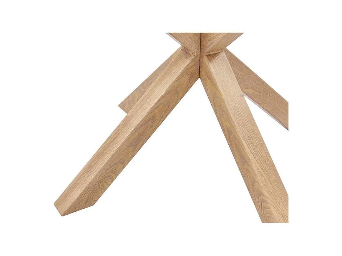 Table à manger ALEX – Ronde 120 cm – Plateau en verre trempé et pieds métal effet bois – Style moderne