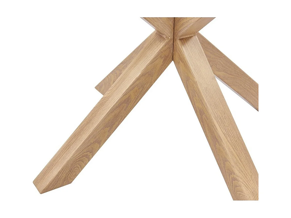 Table à manger ALEX – Ronde 120 cm – Plateau en verre trempé et pieds métal effet bois – Style moderne