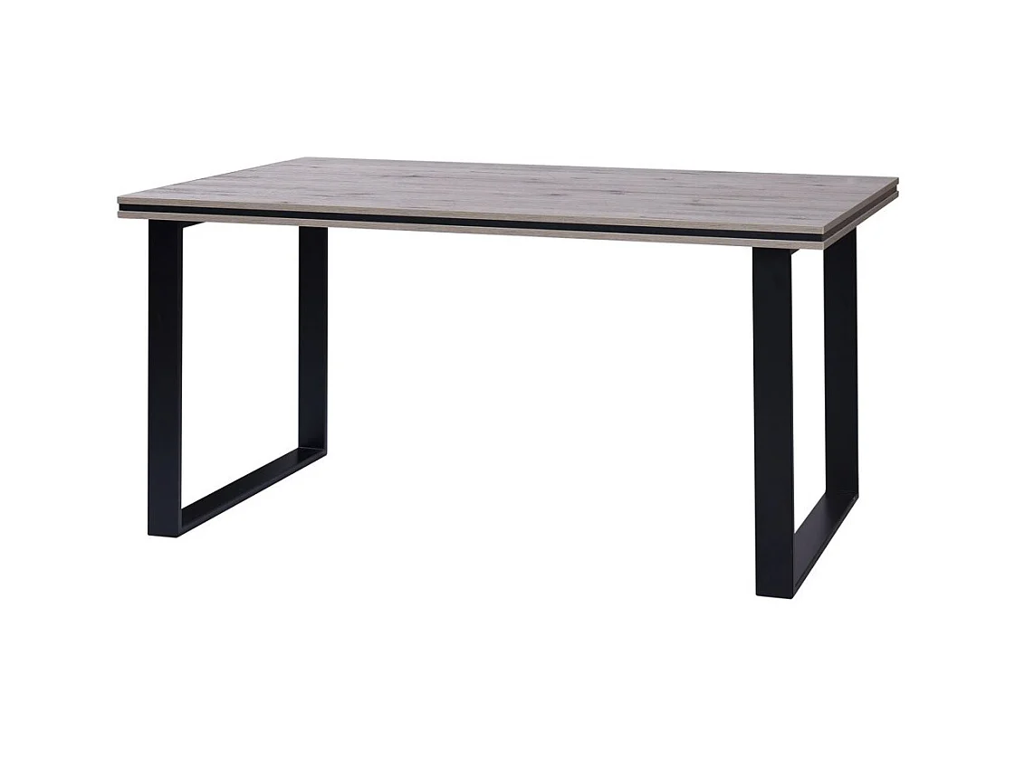 Table MALAGA - Style industriel - Coloris chêne Wellington avec pieds noirs - 180 x 90 x 78 cm
