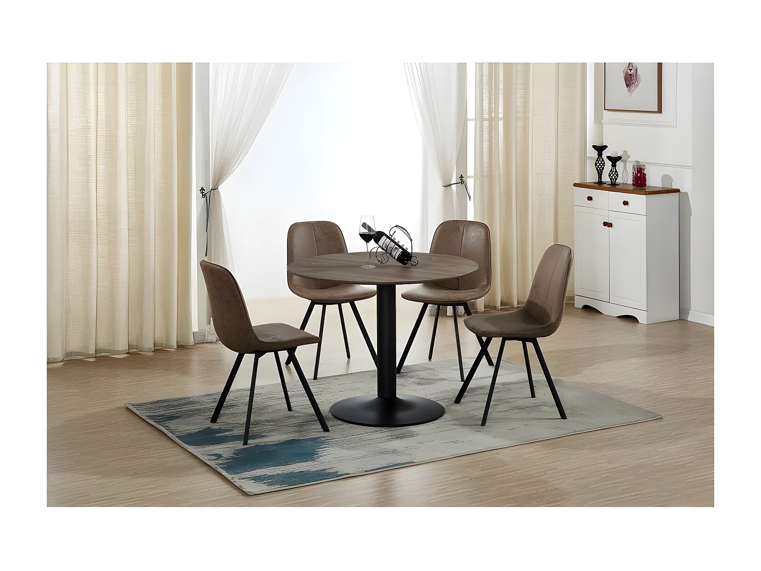 Table ronde avec pied central JULES. Magnifique design pour votre cuisine ou votre salle à manger.