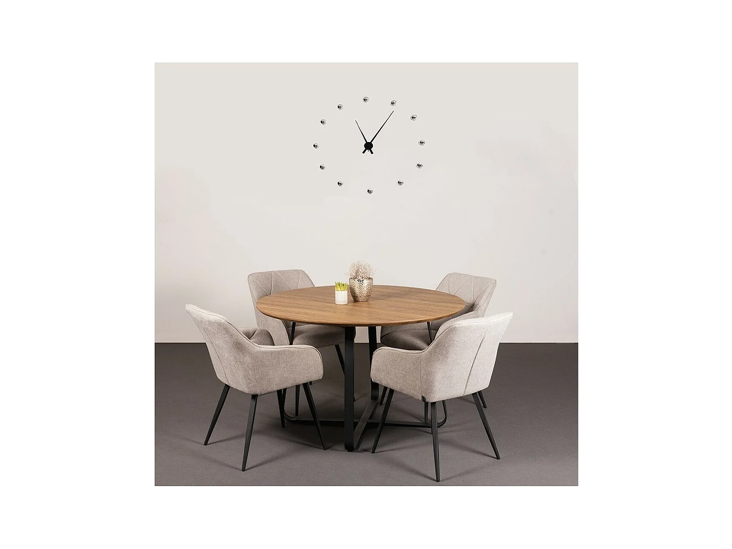 Ronde eettafel NOVES, ø120cm - bruin/zwart - Moderne stijl