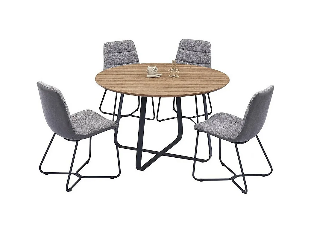 Ronde eettafel NOVES, ø120cm - bruin/zwart - Moderne stijl