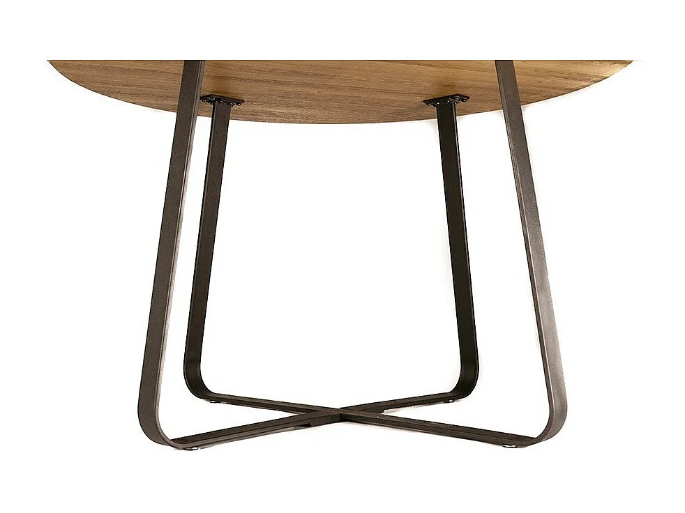 Table à manger NOVES – Ronde diamètre 120 cm – Effet bois et pieds noirs – Style moderne