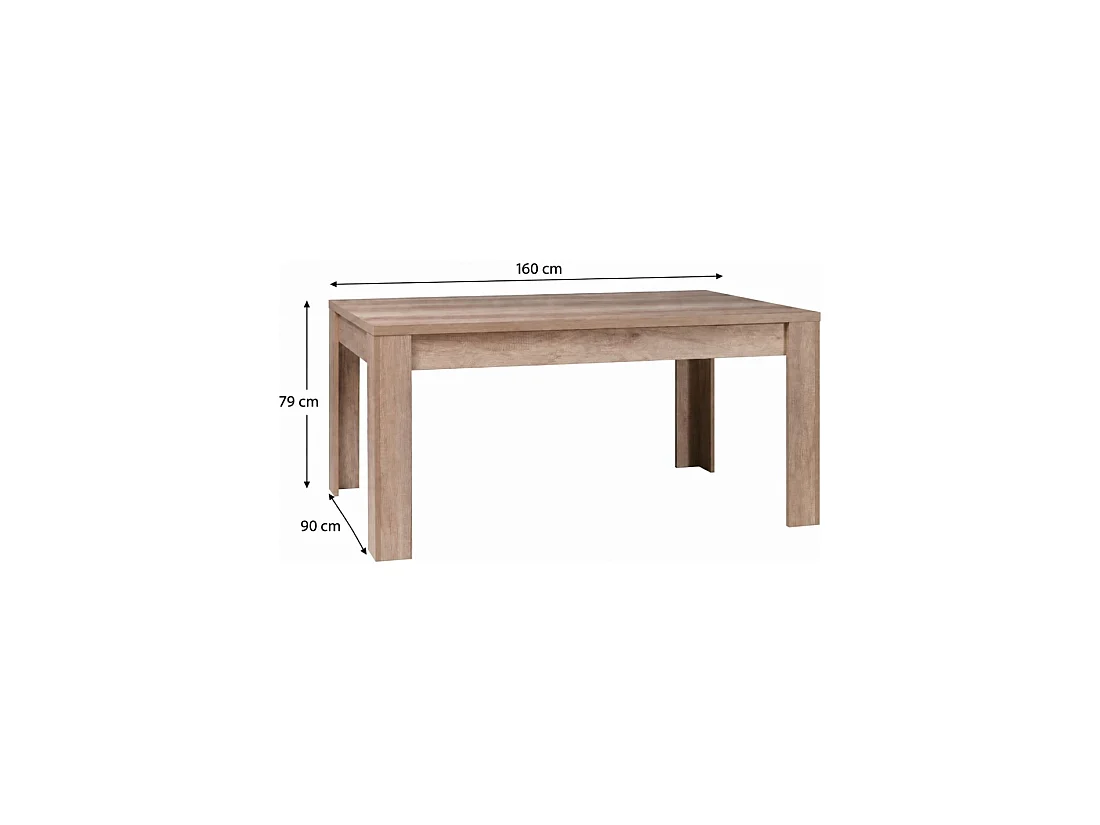 Table de salle à manger ROMI 160x90 cm chêne Dab Canyon – Design contemporain