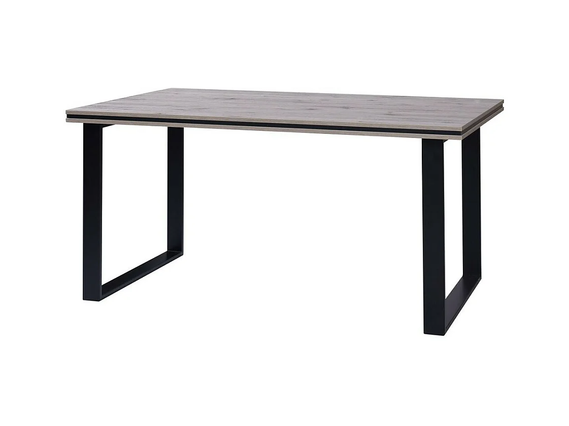 Table MALAGA - Style industriel - Coloris chêne Wellington avec pieds noirs - 160 x 90 x 78 cm