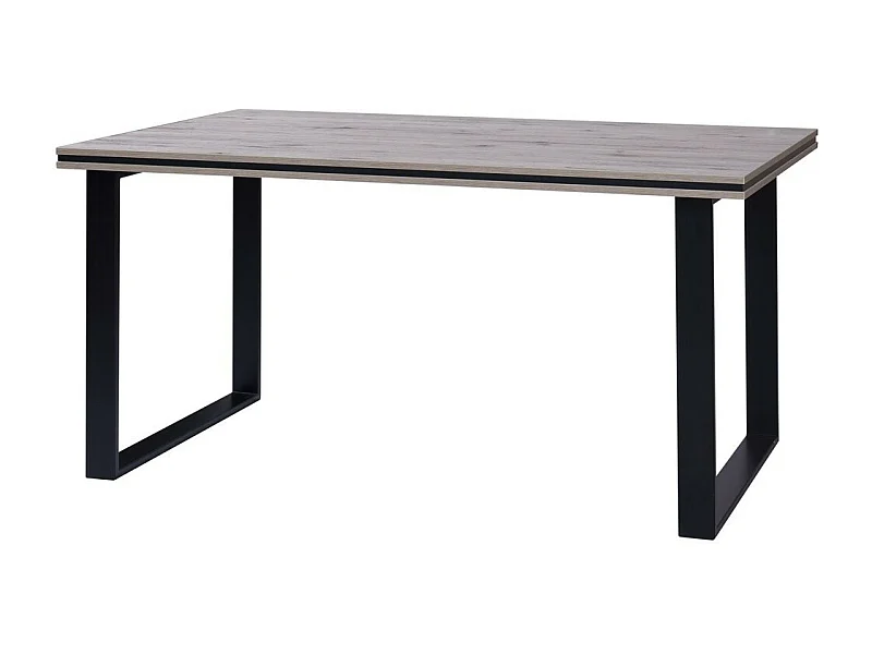 Table MALAGA - Style industriel - Coloris chêne Wellington avec pieds noirs - 160 x 90 x 78 cm