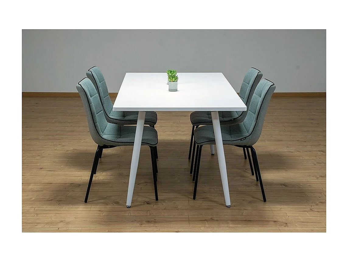 Table 160 x 90 Collection RENNES pieds métal et plateau blanc. Table design.