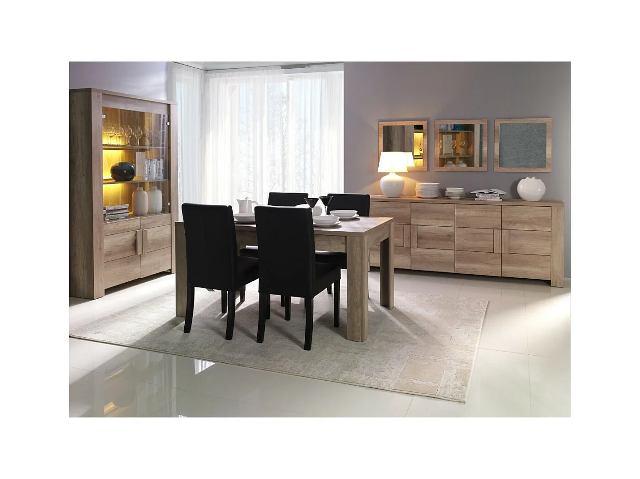 Mesa extensível para sala de jantar FARRA. Dimensões 180cm com extensão de 40cm. Cor Oak Canyon, carvalho claro.