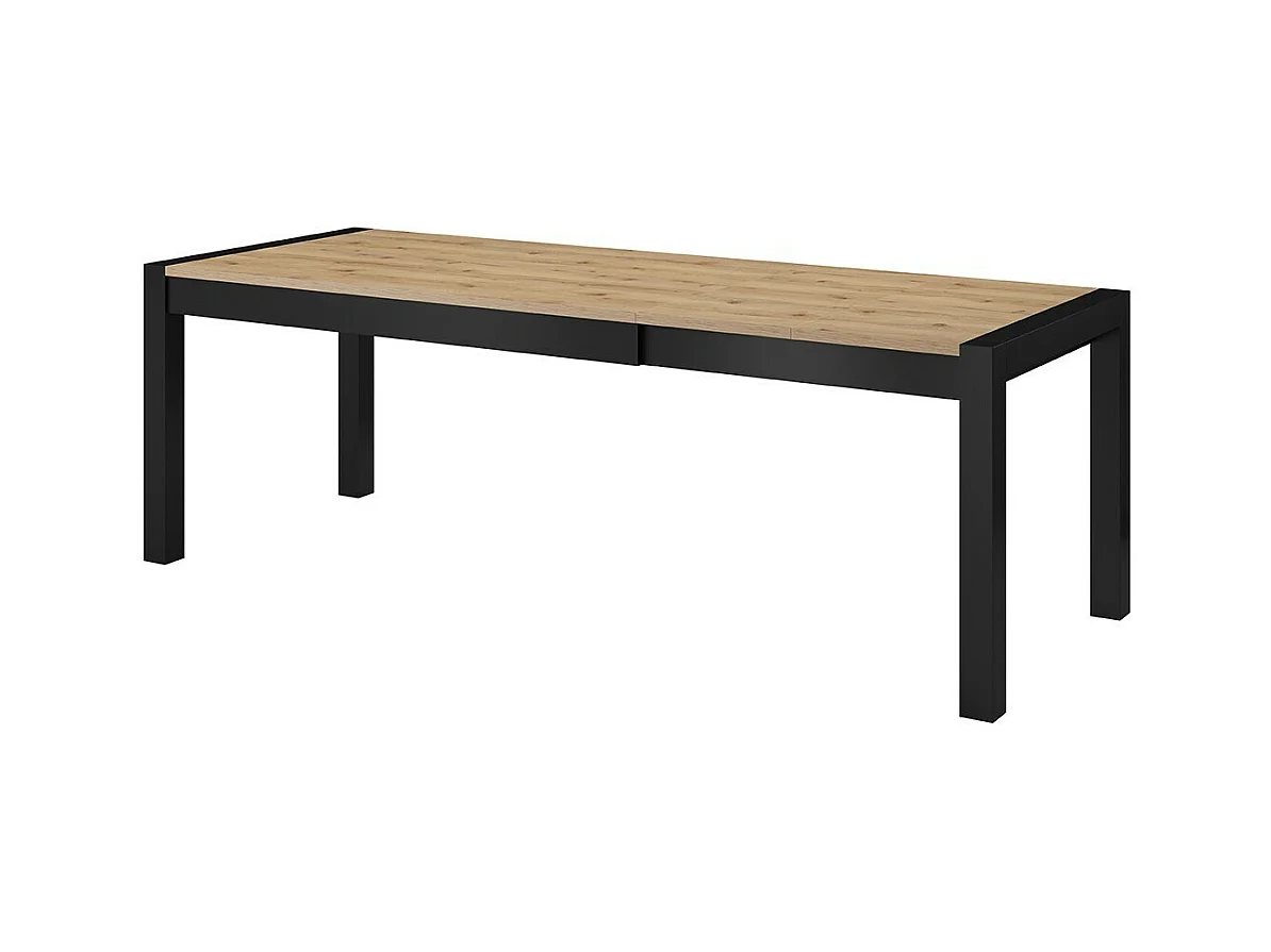 Mesa extensível para 10 pessoas para sala de jantar, coleção BOWIE, cor carvalho e preto.