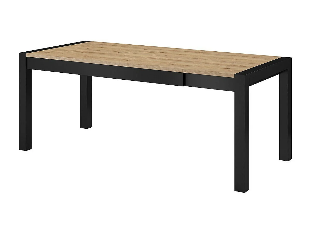 Mesa extensível para 10 pessoas para sala de jantar, coleção BOWIE, cor carvalho e preto.