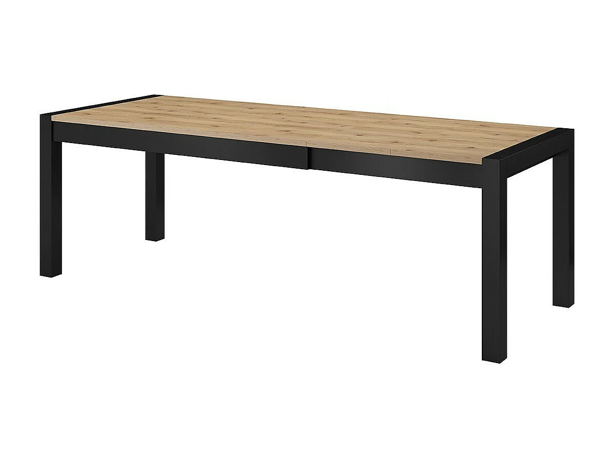 Mesa extensível para 10 pessoas para sala de jantar, coleção BOWIE, cor carvalho e preto.