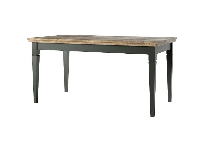 Table extensible jusqu'à 240cm pour salle à manger Collection ASSIA. Coloris vert et chêne