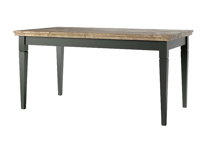 Table extensible jusqu'à 240cm pour salle à manger Collection ASSIA. Coloris vert et chêne