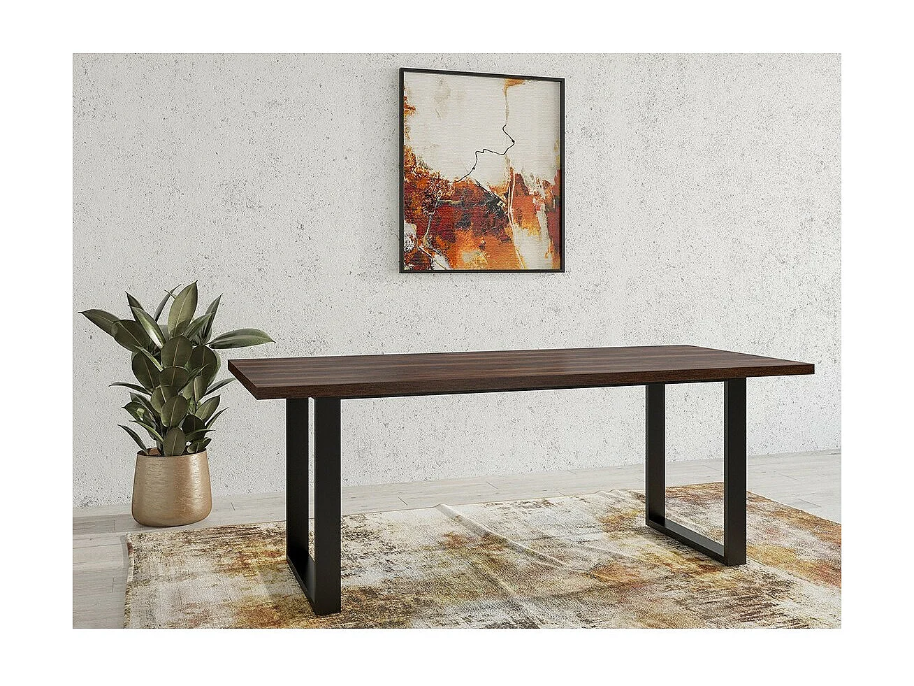 Table extensible pour salle à manger MILO 170-220, coloris chêne foncé
