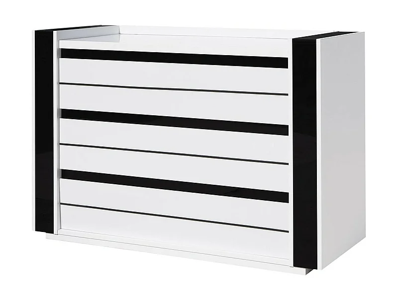 Kommode LINA weiß und schwarz mit LED – 124 x 87 x 50 cm