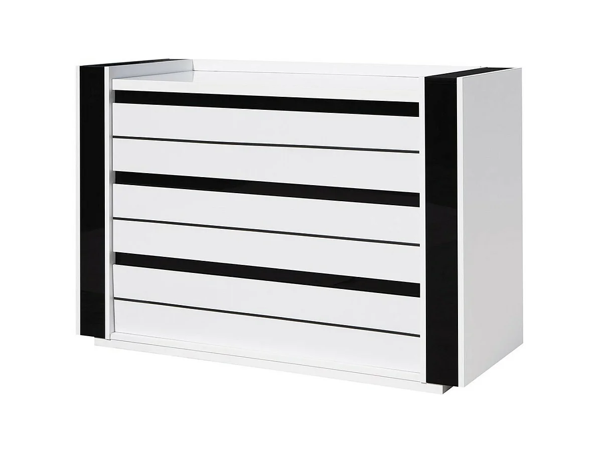 Cômoda LINA + LED branca e preta brilhante design. Cômoda para quarto de dormir.