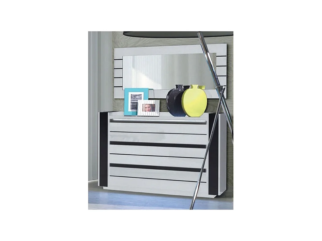 Cômoda LINA + LED branca e preta brilhante design. Cômoda para quarto de dormir.