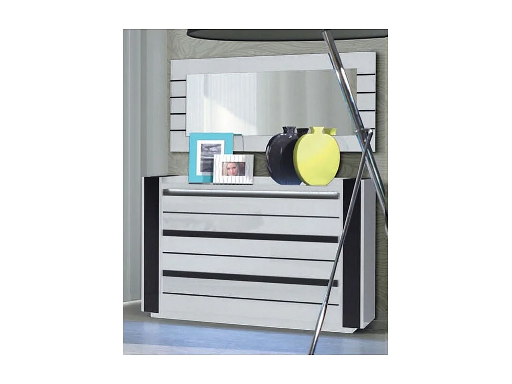 Dressoir LINA wit en zwart met LED - 124 x 87 x 50 cm