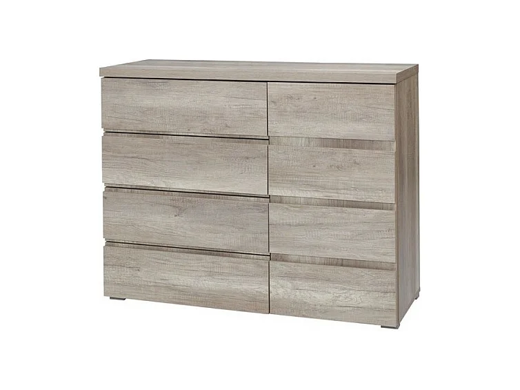 Kommode ROMI – 4 Schubladen und 1 Tür – Farbe Eichen-Dab-Canyon – L110 × B43,5 × H87,5 cm – Schlafzimmer für Erwachsene