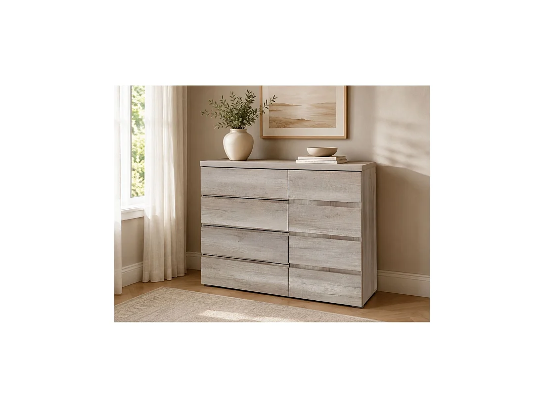 Kast ROMI – 4 laden en 1 deur – Kleur eiken dab canyon – L110 × B43,5 × H87,5 cm – Slaapkamer volwassenen