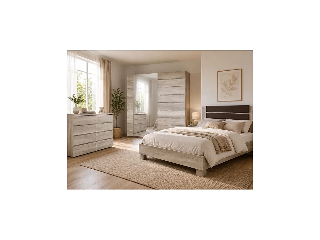 Kast ROMI – 4 laden en 1 deur – Kleur eiken dab canyon – L110 × B43,5 × H87,5 cm – Slaapkamer volwassenen
