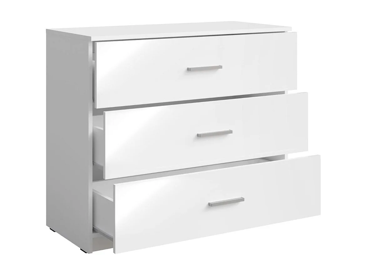 Commode PANAREA – 3 tiroirs blanc laqué design moderne