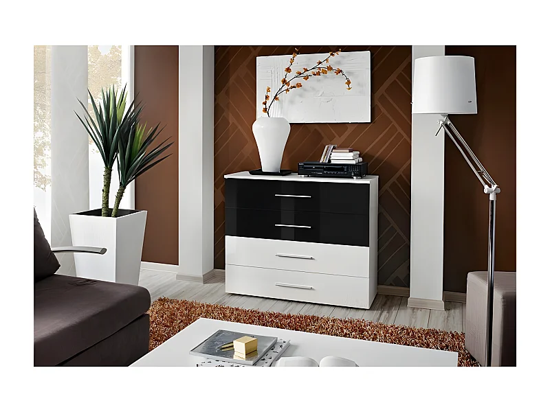 Commode collection GONE. Coloris noir et blanc.