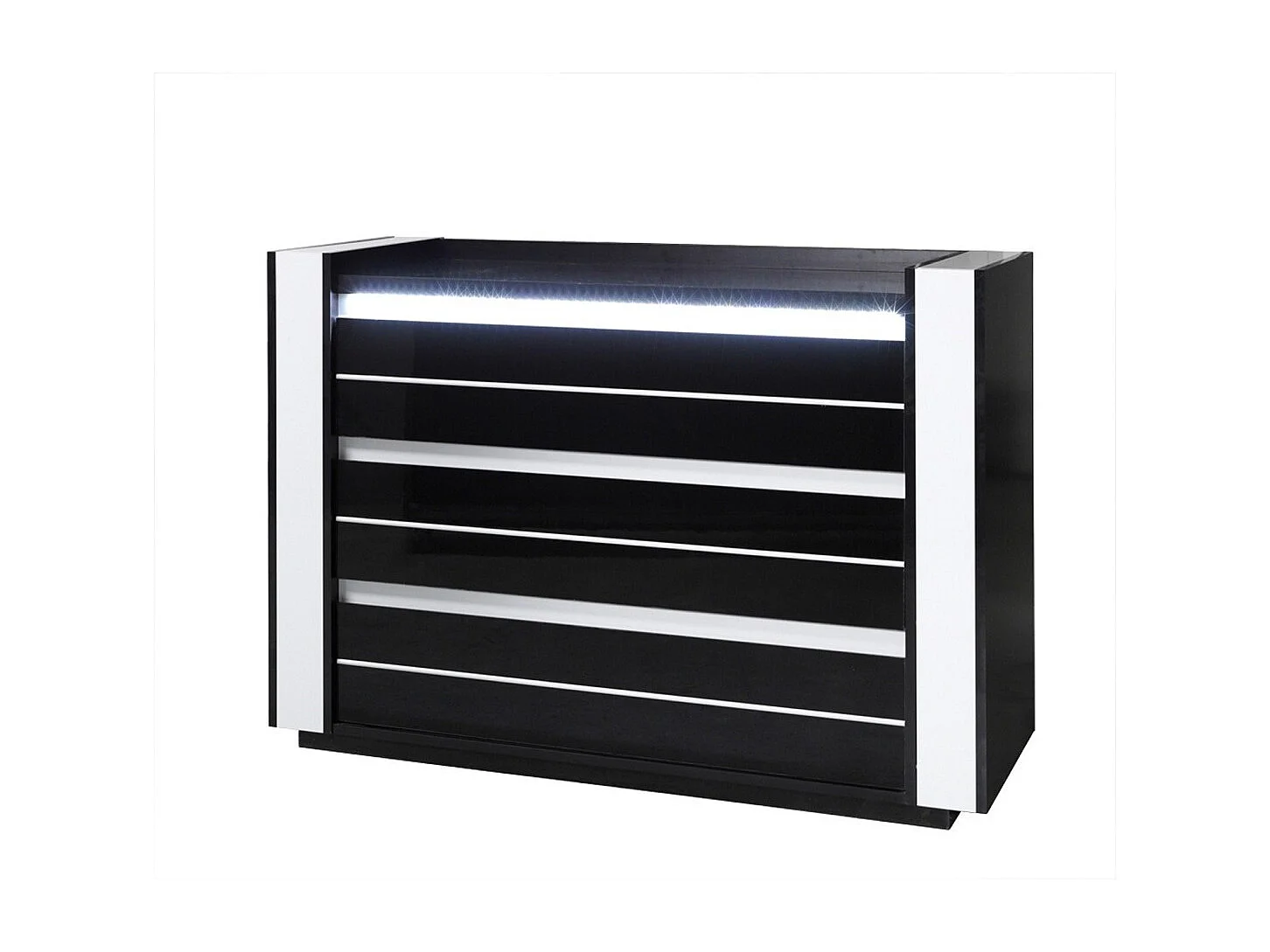 Commode LINA noire et blanche – 3 tiroirs – 124 x 87 x 50 cm