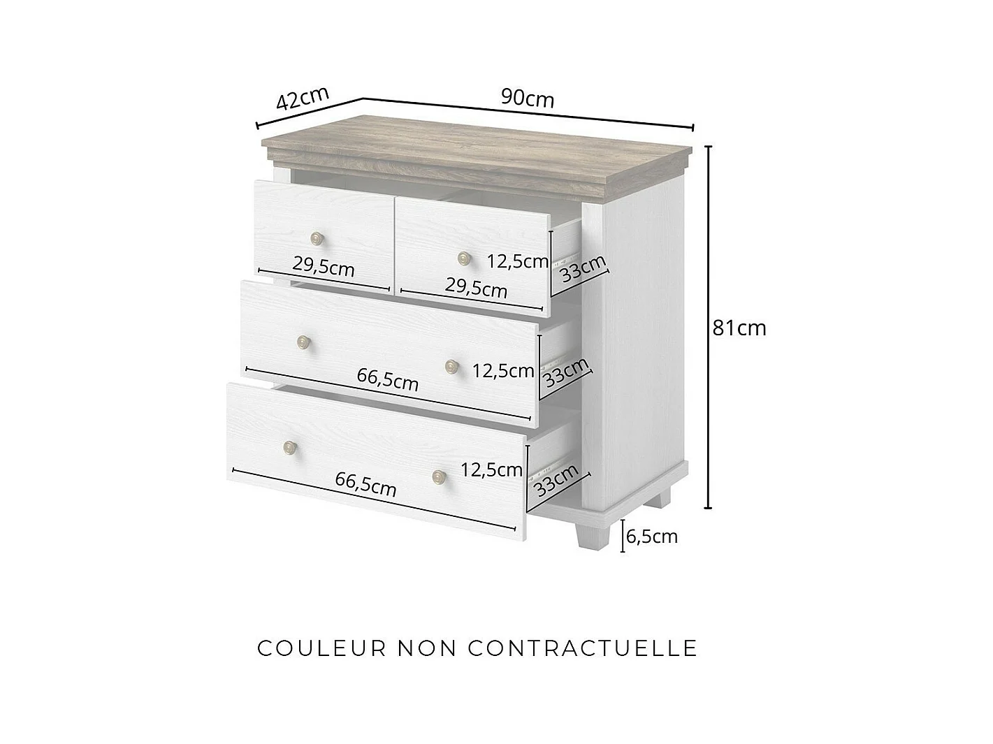 Cômoda design com 4 gavetas. Cor verde cáqui e carvalho. Coleção ASSIA