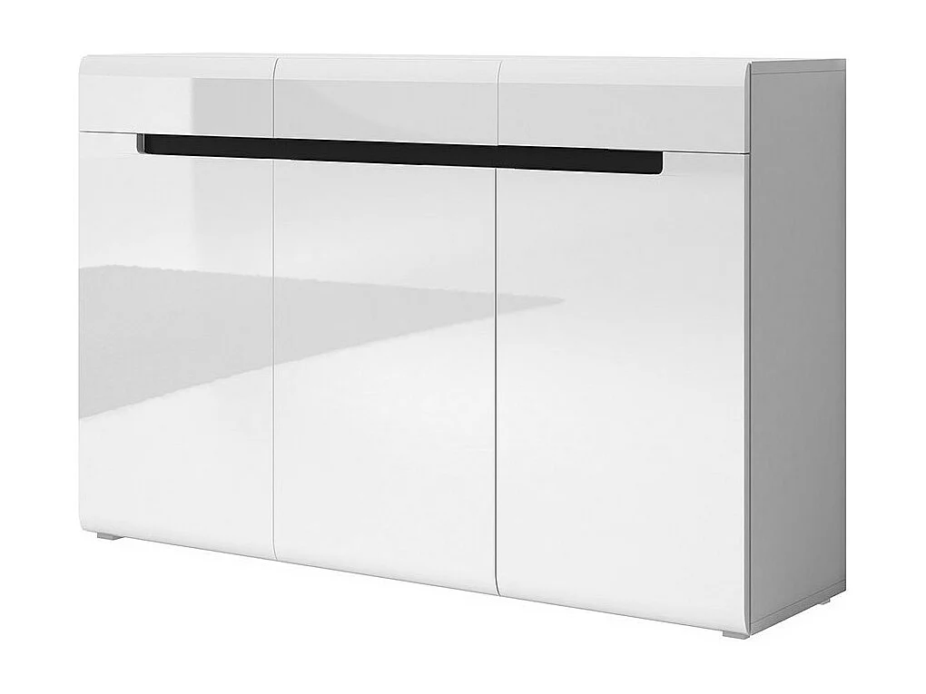 Commode design LUCIA, 3 portes et 3 tiroirs. Coloris blanc brillant et noir
