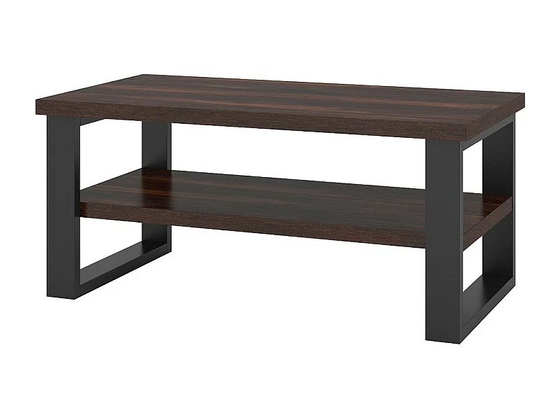 Tavolino da salotto design collezione MILO colore rovere scuro. Gambe in metallo nero.