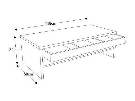 Mesa de centro TRIGO com gaveta na cor Branco brilhante - comprimento 118 cm
