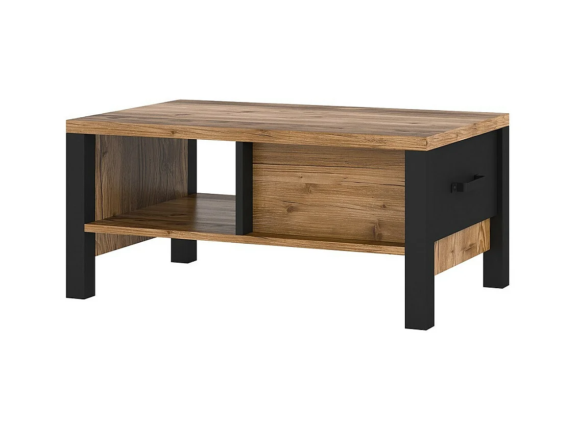 Design-Couchtisch DARWIN - Fichte und Schwarz