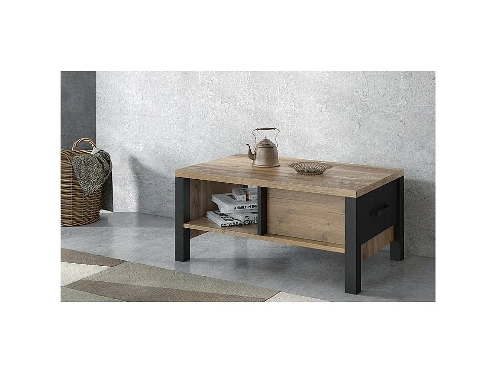 Design-Couchtisch DARWIN - Fichte und Schwarz