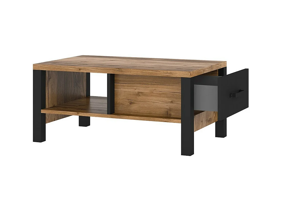 Design-Couchtisch DARWIN - Fichte und Schwarz