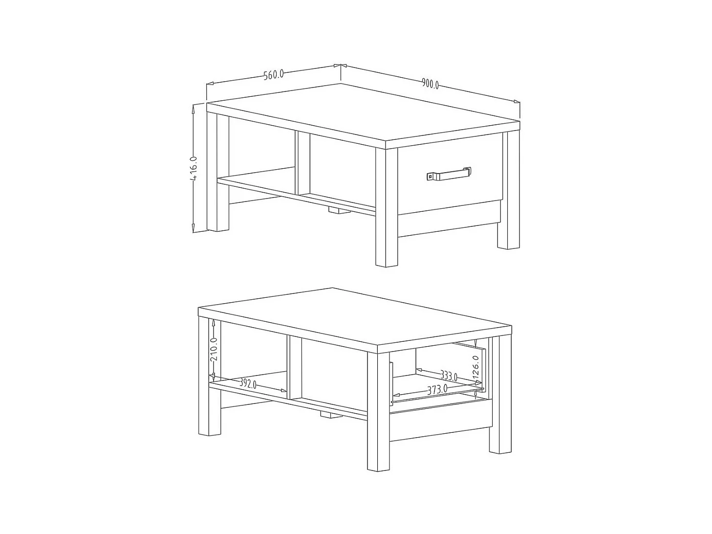 Design-Couchtisch DARWIN - Fichte und Schwarz
