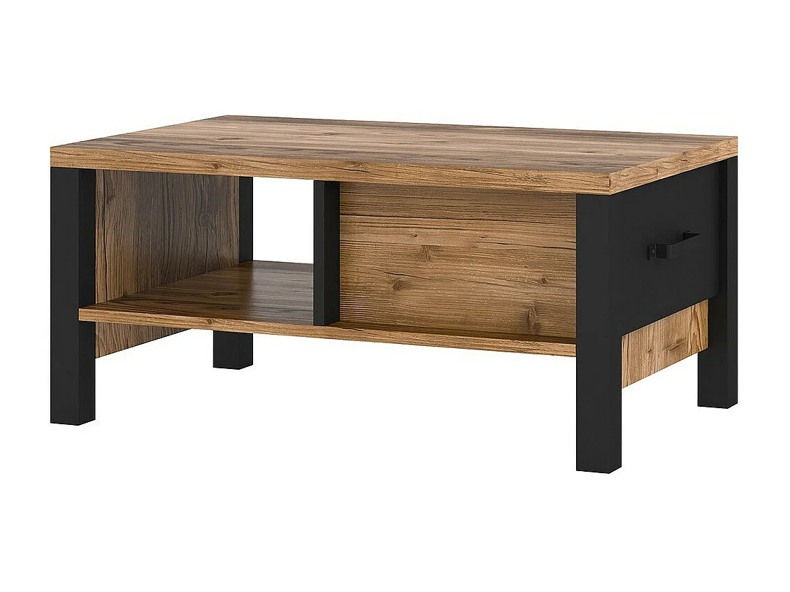 Table basse design DARWIN – Épicéa et noir