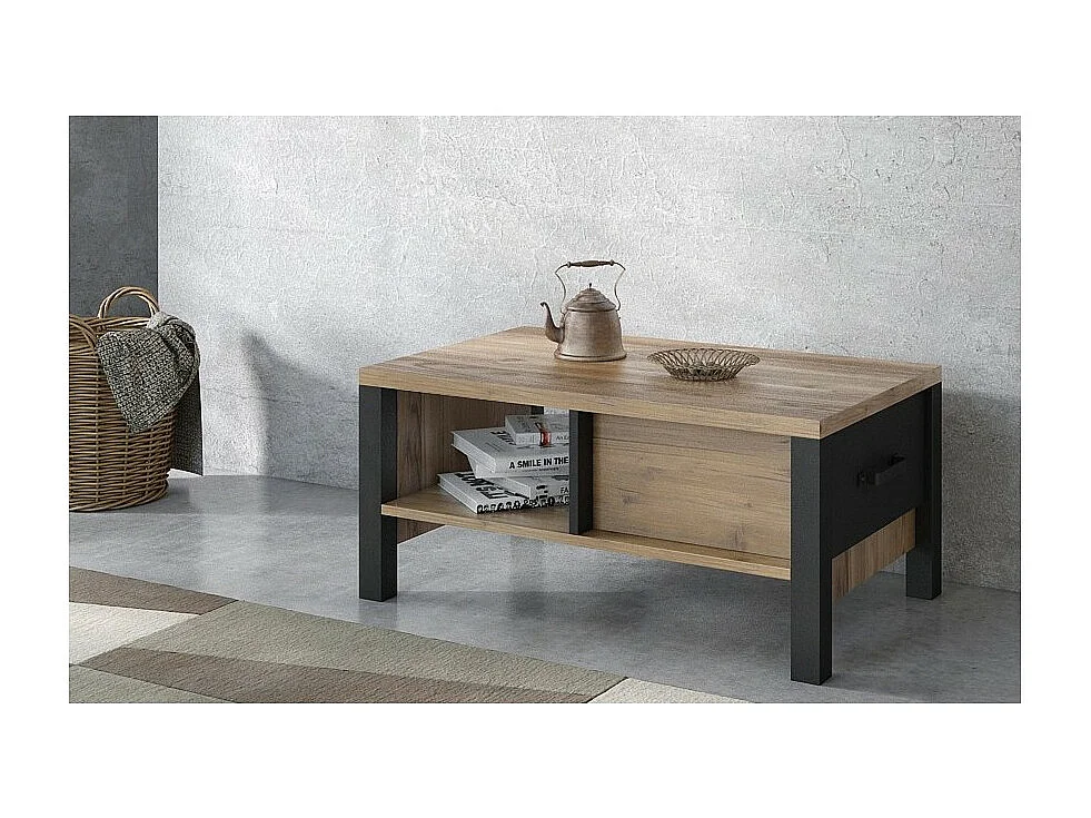 Table basse design DARWIN – Épicéa et noir