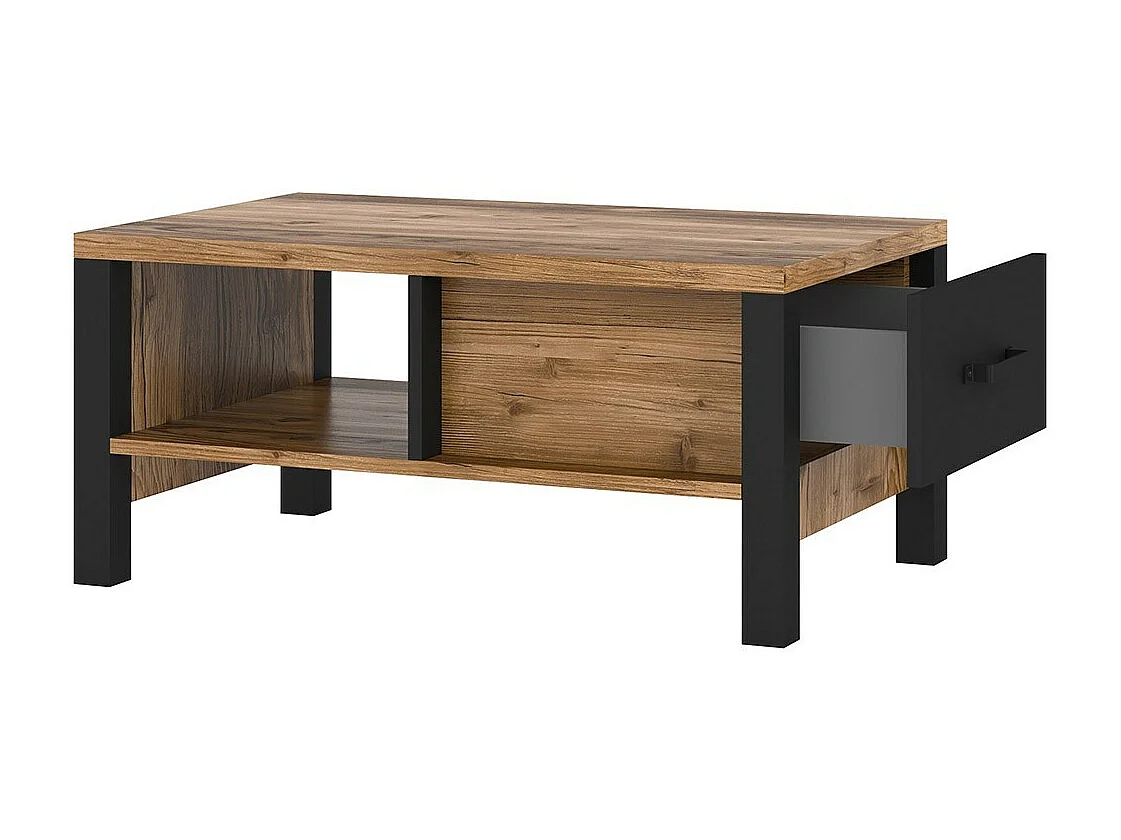 Table basse design DARWIN – Épicéa et noir