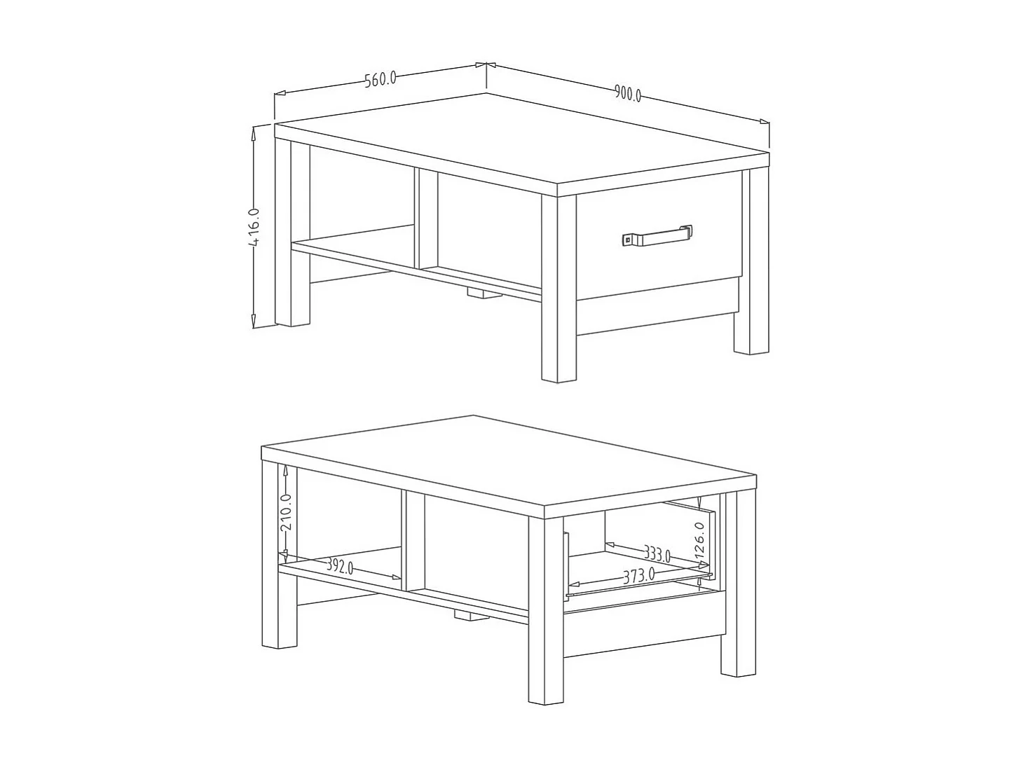 Table basse design DARWIN – Épicéa et noir